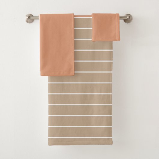 Coral Beige Zwei Tone Streifen Badhandtuch Set (Insitu)