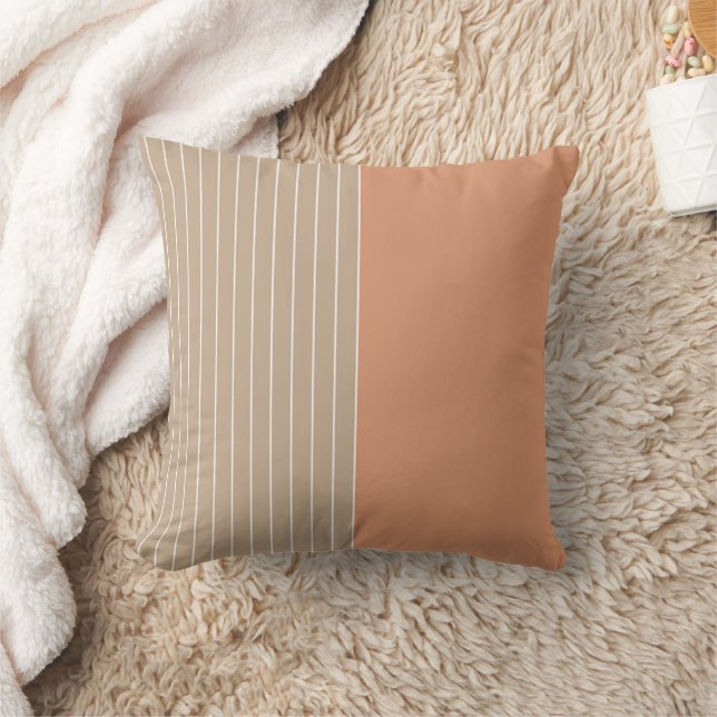 Coral Beige Zwei Tone Streifen Kissen (Decke)