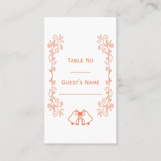 Coral Bells Scrollwork Design Wedding Platzkarte (Vorderseite)