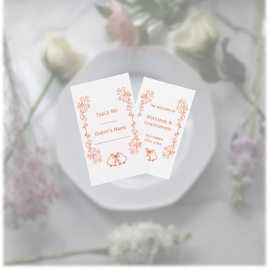 Coral Bells Scrollwork Design Wedding Platzkarte