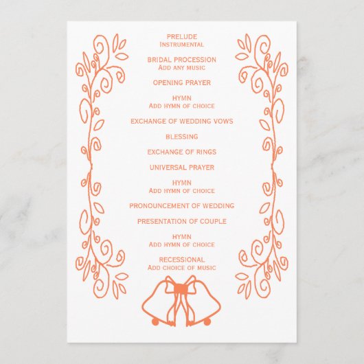 Coral Bells Scrollwork Design Wedding Programm (Rückseite)