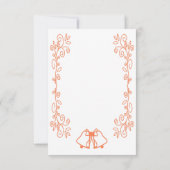 Coral Bells Scrollwork Design Wedding RSVP Karte (Rückseite)