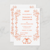 Coral Bells Scrollwork Design Wedding RSVP Karte (Vorne/Hinten)