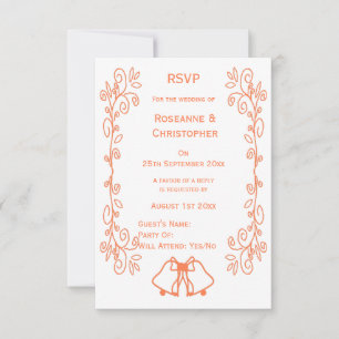 Coral Bells Scrollwork Design Wedding RSVP Karte