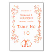 Coral Bells Scrollwork Design Wedding Tischnummer (Vorderseite)