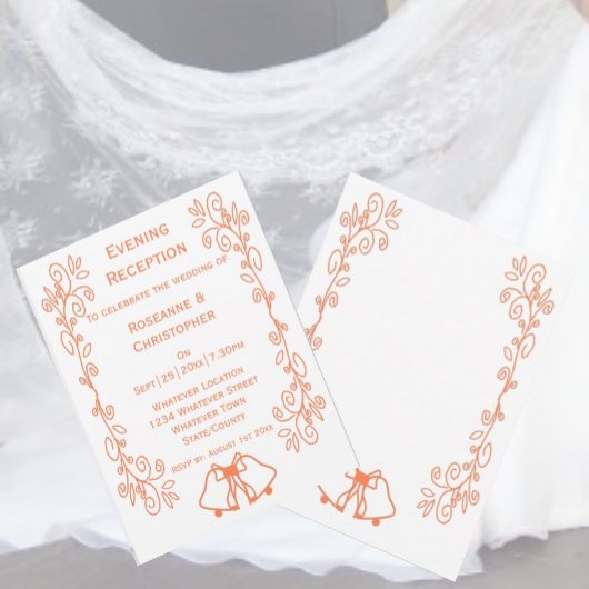 Coral Bells Scrollwork Hochzeitsempfang Einladung