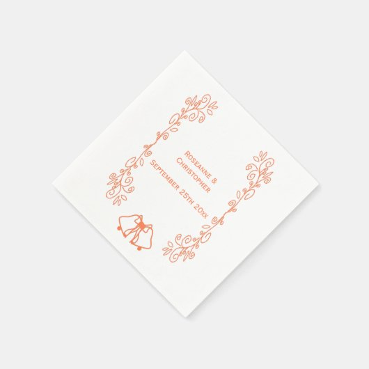 Coral Bells Scrollwork Hochzeitsempfang Serviette (Ecke)