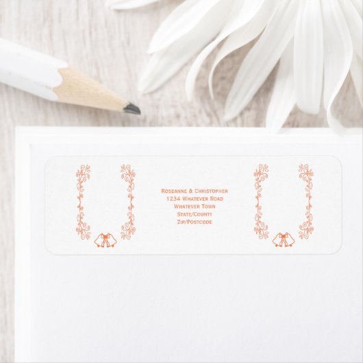 Coral Bells Scrollwork Wedding Rücksendeadresse (Insitu)