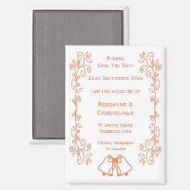 Coral Bells Scrollwork Wedding Save the Date Magnet