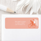 Coral Bicycle Couple Wedding Return Label (Insitu)