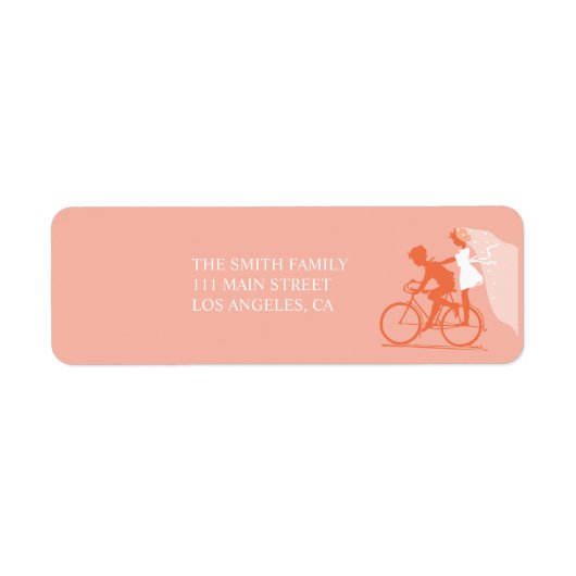 Coral Bicycle Couple Wedding Return Label (Vorne)