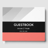 Coral Black Gray Modern Wedding Guest Book Gästebuch (Vorderseite)