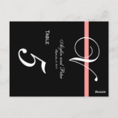 Coral Black Initial V Wedding Tischnummer Cards (Rückseite)
