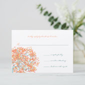Coral Blätter Aqua Blue Tree Wedding RSVP Karte (Stehend Vorderseite)