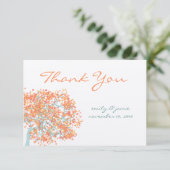 Coral Blätter AQUA Tree Wedding Vielen Dank Dankeskarte (Stehend Vorderseite)