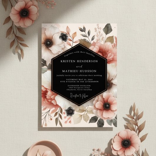 Coral Bloom Ethereal Wedding Einladung