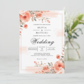 Coral Bloom Frame Wedding Einladung (Stehend Vorderseite)