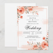Coral Bloom Frame Wedding Einladung (Vorne/Hinten)