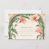 Coral Bloom Hochzeit Dankeskarte (Vorderseite)