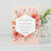 Coral Bloom Romance Wedding Einladung (Stehend Vorderseite)