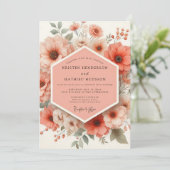 Coral Bloom Romantic Wedding Einladung (Stehend Vorderseite)