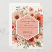 Coral Bloom Romantic Wedding Einladung (Vorne/Hinten)