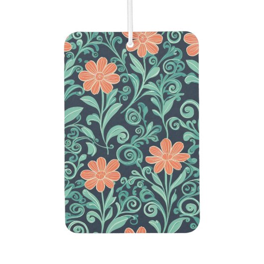 Coral Bloom Swirl Moderner Vector Bloral Autolufterfrischer (Vorderseite)