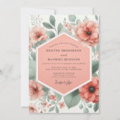 Coral Bloom Whimsical Wedding Einladung (Vorderseite)