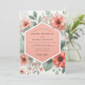 Coral Bloom Whimsical Wedding Einladung (Stehend Vorderseite)