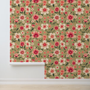 Coral Blossom Oasis: Vintag Inspiriert Blütenblume Tapete