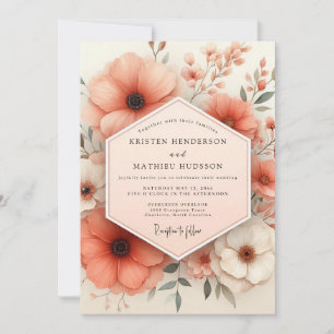 Coral Blossom Verzauberung Hochzeit Einladung