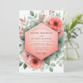Coral Blossom Whimsical Wedding Einladung (Stehend Vorderseite)