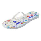 Coral Blue Aqua Lime Green Circles Punkte Badesandalen (Schrägansicht)