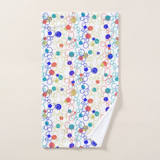 Coral Blue Aqua Lime Green Circles Punkte Badhandtuch Set (Handtuch)