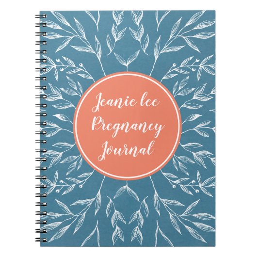 Coral & Blue Custom Pregnancy Journal Notizblock (Vorderseite)