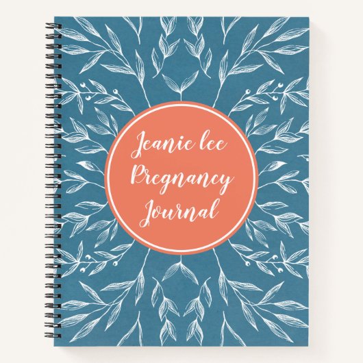 Coral & Blue Custom Pregnancy Journal Notizblock (Vorderseite)