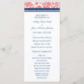 Coral Blue Damask Hochzeitsprogramm Programm (Vorderseite)