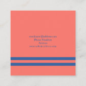 Coral Blue Diagonal Streifen Modernes grafisches D Quadratische Visitenkarte (Rückseite)
