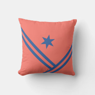 Coral Blue Diagonal Stripes Star Moderne Grafik Kissen