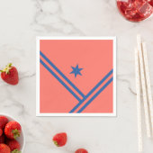 Coral Blue Diagonal Stripes Star Moderne Grafik Serviette (Beispiel)