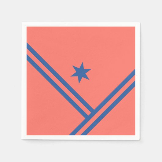 Coral Blue Diagonal Stripes Star Moderne Grafik Serviette (Vorderseite)