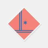 Coral Blue Diagonal Stripes Star Moderne Grafik Serviette (Ecke)
