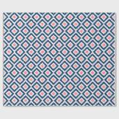 Coral Blue Diamonds Ikat Pattern Geschenkpapier (Flach)