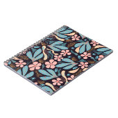 Coral Blue Floral Dark Print Notizblock (Linke Seite)