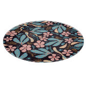 Coral Blue Floral Dark Print Schneidebrett (Ecke)
