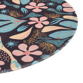 Coral Blue Floral Dark Print Schneidebrett (Ecke)
