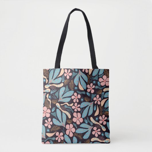 Coral Blue Floral Dark Print Tasche (Vorderseite)