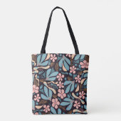 Coral Blue Floral Dark Print Tasche (Rückseite)