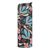 Coral Blue Floral Dark Print Thermosbecher (Nach links gedreht)