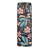 Coral Blue Floral Dark Print Thermosbecher (Rückseite)